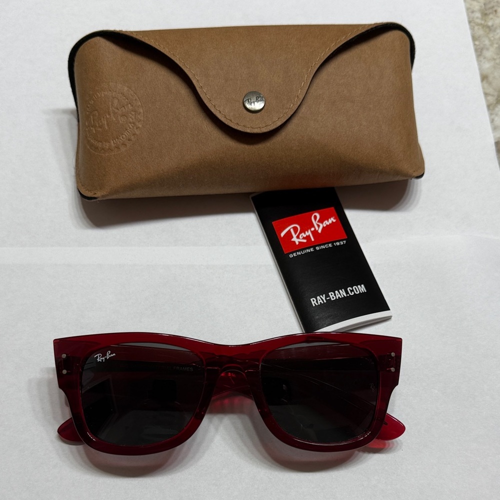Ray-Ban Burgundy RB 0840-S  Mega Wayfarer Sunglasses with Tan Case.